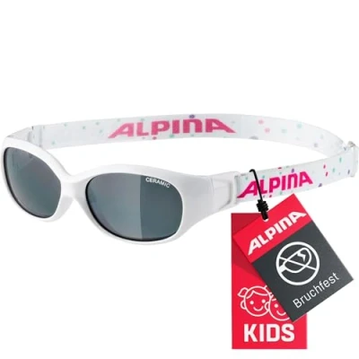 Obrázek ALPINA FLEXXY Kids flexibilní a nerozbitné sluneční brýle se 100% UV ochranou pro děti, lesklé bílé tečky, jedna velikost