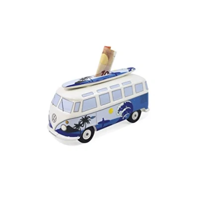Obrázek BRISA VW Collection Volkswagen pokladnička na prasátko s surfovacím prknem v designu T1 Bulli Bus Samba (surf/modrá)