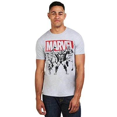 Obrázek Marvel Herren Trio Heroes T Shirt, Grau (Grey Marl Spo), L EU