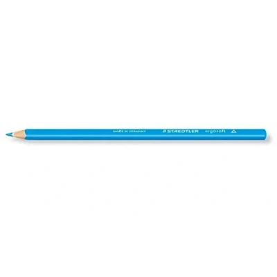 Obrázek STAEDTLER 157 30 ergo soft pastelky, ergonomický trojhranný tvar, protiskluzový měkký povrch, 12 kusů v kartonovém pouzdře, světle modrá