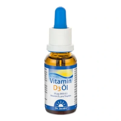 Obrázek Dr Jacob&#039;s vitamin D3 kapky oleje 800 IE I ideální dávkování pro celou rodinu malé děti imunitní systém, svaly a kosti¹ lékárna kvalita vysoká biologická dostupnost 20 ml, 640 kapek