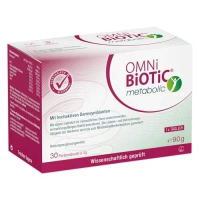 Obrázek OMNi BiOTiC metabolic, 30 porcí (90 g), 7 kmenů bakterií, 3 miliardy zárodků v denní dávce, prášek, vegetariánský, bez lepku, pro každodenní použití