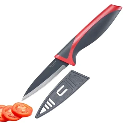Obrázek Westmark Nůž na loupání/zeleninu, délka čepele: 8 cm, s ochranou čepele, nerezová ocel/plast, antracit/červená, 14522280