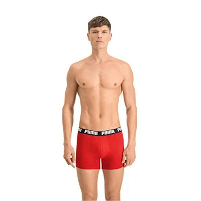 Obrázek PUMA Pánské Basic Boxer 2p plavky, červená/černá.