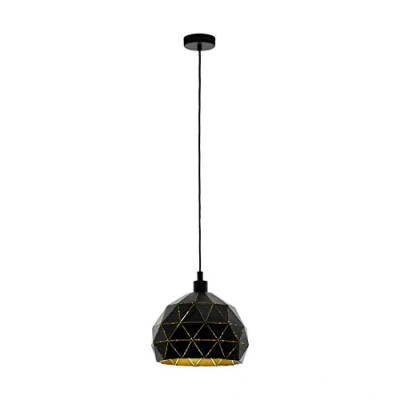 Obrázek EGLO závěsná lampa Roccaforte, závěsné svítidlo s 1 žárovkou, z oceli, barva: černá, zlatá, objímka: E27, Ø: 40 cm
