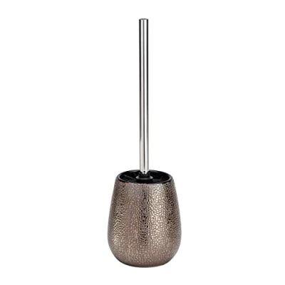 Obrázek WENKO Keramická WC souprava Mod. Marrakesh otevřený držák na toaletní štětku z keramiky s lesklou strukturou a černou hlavou kartáče Ø 12,5 x 41 cm hnědá
