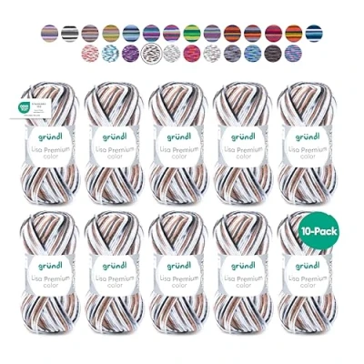 Obrázek Gründl Lisa Premium color (pletací a háčkovací příze s charakterem podobným vlně ze 100% polyakrylu, 50 g / 133 m, tloušťka jehlic: 3,5 4,5, 10 x g), černá šedá bílá barva