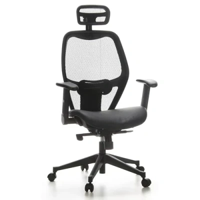 Obrázek hjh OFFICE 657501 Profi kancelářská židle Astra LUX látka/síť černá otočná s bederní opěrkou, područky výškově nastavitelné