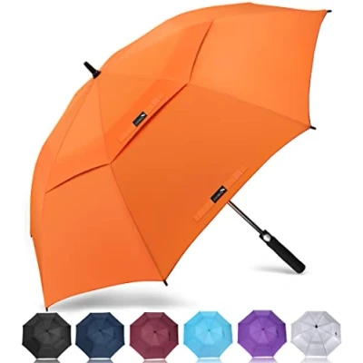 Obrázek ZOMAKE deštník velký odolný proti bouřce XL, golfový stabilní, pro muže dámy 2 osoby (oranžový)