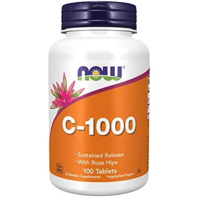 Obrázek Now Foods, C 1000 se šípkem, sustained Release, 1 000 mg, 100 veganských tablet, laboratorně testováno, vitamin C, bezlepkové, sóji, vegetariánské