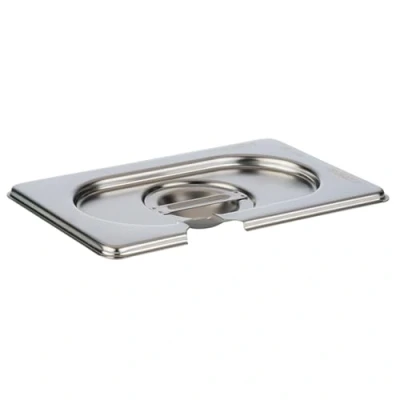 Obrázek APS 81595 GN 1/9 víko s otvorem na lžíci, nerezová chrom niklová ocel, rozměry 105 x 175 mm/výška 25 mm