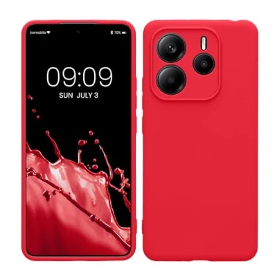 Obrázek kwmobile pouzdro na mobil kompatibilní s Xiaomi Redmi Note 14 5G z měkkého silikonu v neonově růžové barvě