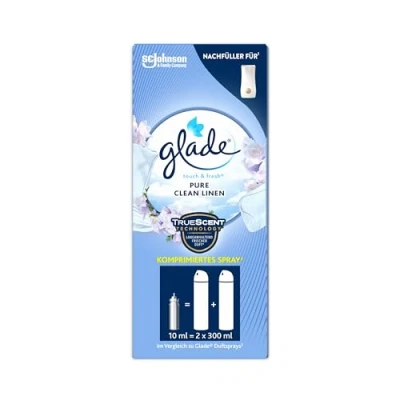 Obrázek Glade Touch &amp; Fresh (Brise One Touch) doplňovač, osvěžovač vzduchu mini sprej, Pure Clean Linen (Fresh Cotton), 1 balení (1 x 10 ml)