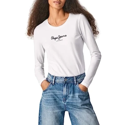 Obrázek Pepe Jeans Dámské New Virginia Ls N tričko, bílá (White)