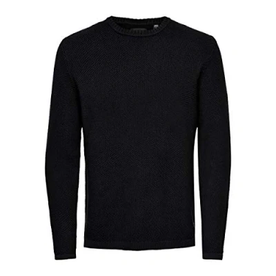 Obrázek Only &amp; Sons Onsdan Structure CREW NECK Svetr, Muži, Velikost: Medium, Black
