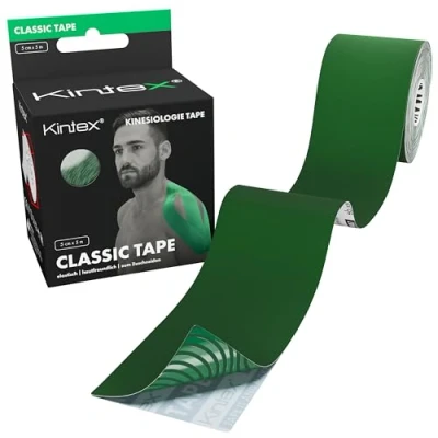 Obrázek Kintex kineziologická páska Classic, 5 cm x m, šetrná k pokožce a vodotěsná páska, fyziopáska, lékařská pro sport fyzioterapii (zelená)