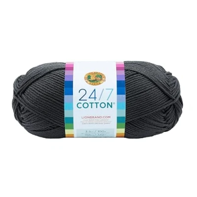 Obrázek Lion Brand Yarn Company Cotton Yarn, 100 Percent Cotton, Charcoal, 15. 24x6. 35x6. 35 cm