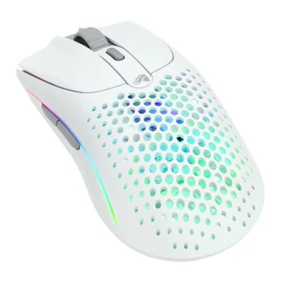 Obrázek Glorious Herní model O 2 Wireless Gaming Mouse 2,4 GHz a hybridní Bluetooth, super lehký 68 g, dlouhá výdrž baterie, senzor 26 k BAMF 2.0, RGB osvětlení, obě ruce, 6 tlačítek, nohy z PTFE bílá