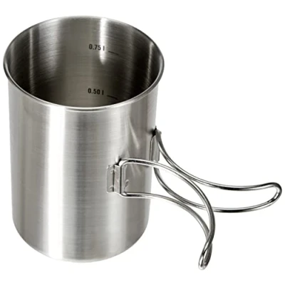 Obrázek Tatonka Hrnek Handle Mug 850 ml z nerezové oceli se zaklapávacími rukojeťmi a stupnicí objemu kompatibilní s širokými hrdly Nalgene 1 l, stříbrný