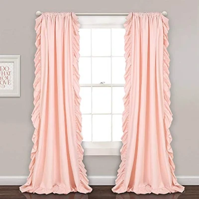 Obrázek Lush Decor Reyna sada okenních závěsů s volánky, pro obývací pokoj, jídelnu, ložnici, 137,2 x 213,4 cm (š d), růžová barva