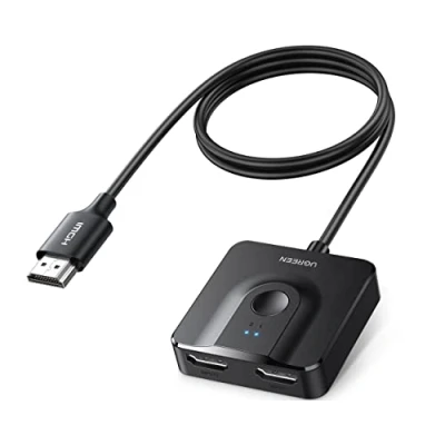 Obrázek UGREEN HDMI Switch 4K 60Hz Splitter 2 v 1 Out nebo in rozdělovač obousměrný HDCP 2.2 3D HDR CEC pro PS5/4, Xbox, TV Stick, box, TV, PC, monitor, projektor atd.