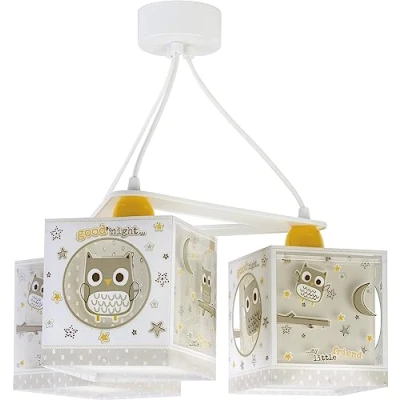 Obrázek Dalber Lampe kinderzimmer, kinderlampe Pendelleuchte Hängelampe, Deckenleuchte Kinder, Deckenlampe kinderzimmer 3 Lichter Eule Tiere Good Night, 63394, E27