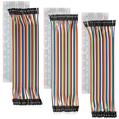 Obrázek AZDelivery Breadboard Kit 3X Jumper Wire m2m/f2m/f2f + sada 3 MB102 kompatibilní s Raspberry Pi včetně e knihy!