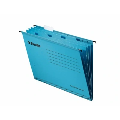 Obrázek Esselte Pendaflex závěsné desky Foolscap ve tvaru V 4násobný pořadač s jezdci 10 kusů, modré, velikost 37 cm