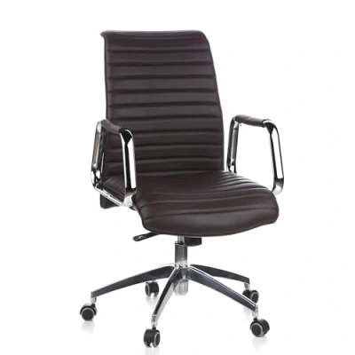 Obrázek hjh OFFICE 600914 manažerské křeslo ASPERA 10 kůže hnědá/chrom kvalitní kancelářská židle, středně vysoká opěrka zad