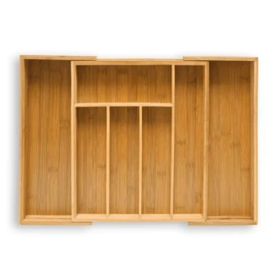 Obrázek příborová krabička na bambusové příbory, výsuvná vložka jako kuchyňský organizér, zásuvková 33,5x29 48x5 cm, přírodní