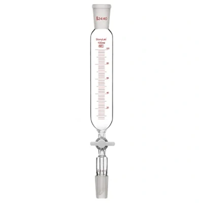 Obrázek stonylab Přídavný nálevka, 24/40 kloub borosilikátové sklo odkapávací nálevka s PTFE uzavírací kohout pro laboratorní přídavnou nálevku, 100 ml