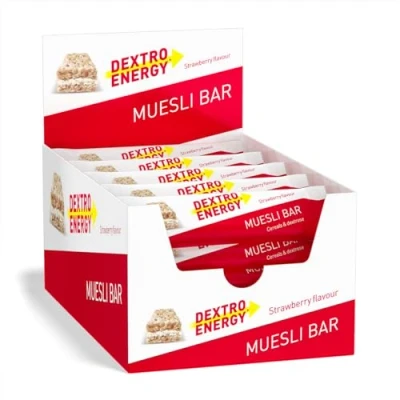 Obrázek DEXTRO ENERGY Zrnitá tyčinka jahoda 25 x 35 g (balení ks) Lahodná na obilí jako alternativa k čokoládové tyčince, pro rychlé a dlouhodobé zásobování sacharidy