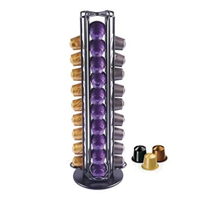 Obrázek MaxMiuly Držák na kapsle otočný kávové Nespresso, dávkovač kapslí pro 40 OriginalLine, stojan příslušenství, černý trvanlivý