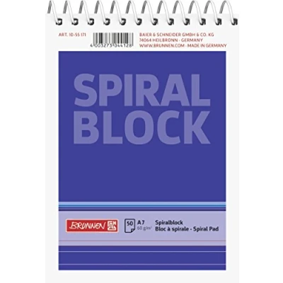 Obrázek Brunnen 1055171 Spirálový blok/poznámkový blok (A7, linkovaný, 50 listů, 60 g/m2)