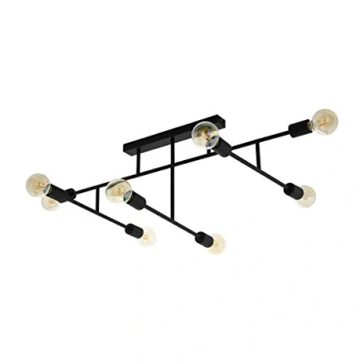 Obrázek EGLO stropní svítidlo Belsiana, 8 žárovek, Vintage, industriální, zářič z kovu, lampa do obývacího pokoje v černé barvě, kuchyně, chodby strop s objímkou