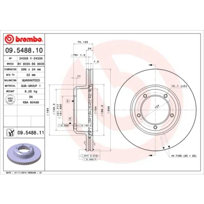 Obrázek Brembo 09.5488.11 brzdové kotouče