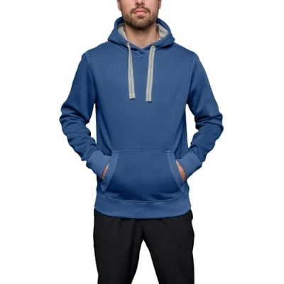 Obrázek HRM Unisex Sweat Hoodie I Premium pulovr s kapucí pro dámy a pány kontrastní podšívkou Basic dámský &amp; pánský kvalitní udržitelné oblečení, Denim