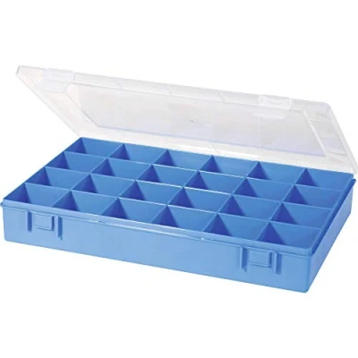 Obrázek hünersdorff Krabička na sortiment PP Classic s 24 přihrádkami stabilní třídicí box šrouby a jiné malé díly pevné rozdělení přihrádek 22,5 x 33,5 5,5 cm, modrá