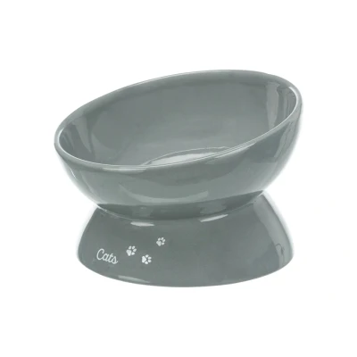 Obrázek Keramická miska TRIXIE ergonomická vyvýšená šedá (XXL) 17cm (0,35l)