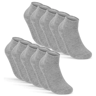 Obrázek Sneaker ponožky Quarter sportovní pánské a dámské (6 nebo 12 párů) polstrované froté podrážkou prodyšná bavlna, 10 párů šedá (16200)