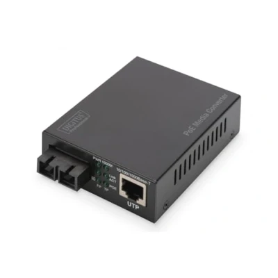 Obrázek DIGITUS Konvertor médií MM Gbit Ethernet RJ45 / SC vlnová délka 850 nm až 0,5 km s PoE injektorem černý, multimode