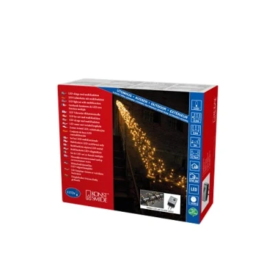 Obrázek Konstsmide 3864 800 Micro LED klastrový lehký řetězec &quot;Cluster&quot; / pro venkovní použití (IP44) s 8 funkcemi, řídicí jednotkou a funkcí paměti 1152 jantarově zbarvených diod 36V vnější transformátor černý kabel