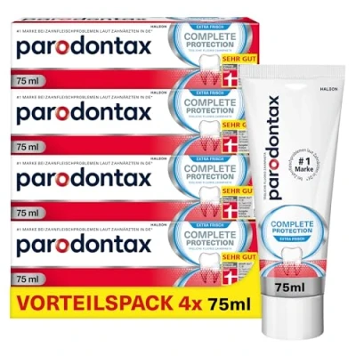 Obrázek Parodontax Complete Protection zubní pasta s fluoridem, 4x75 ml, pomáhá redukovat a předcházet krvácení z dásní