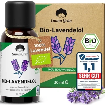 Obrázek Emma Grün® bio levandulový olej éterický [100% přírodní] Certifikované potraviny k perorálnímu užívání Éterický esenciální 30 ml Éterické oleje čistě
