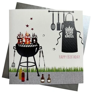 Obrázek WHITE COTTON CARDS SB7 narozeninová karta BBQ King, pro muže, ruční výroba