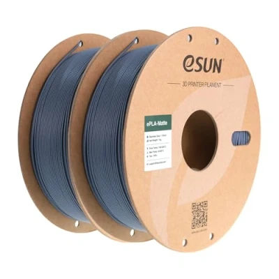 Obrázek eSUN Upgraded Matte PLA filament 1,75 mm, matný do 3D tiskárny, lesklá barva, matovaná textura, 1 kg na cívku, 2 cívky pro tmavě šedá