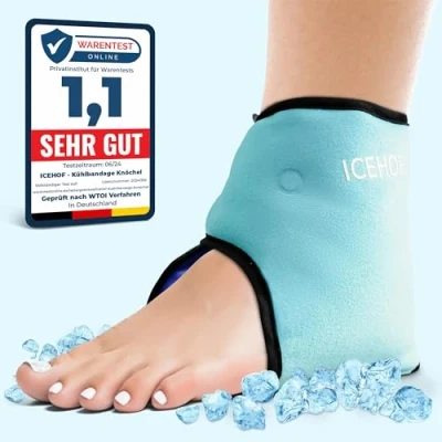 Obrázek ICEHOF chladicí podložky kotník bandáž kotníku s chladícím gelem chladná terapie revmatismus chemoterapie bolesti OneSize (1 ks)