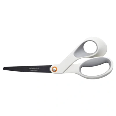 Obrázek Fiskars Nepřilnavé nůžky pro kutily, délka: 21 cm, čepel z nerezové oceli / plastové rukojeti, bílé, 1070026