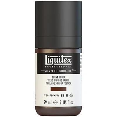Obrázek Liquitex akrylová barva Professional 2059128, s kvašovými vlastnostmi, stálobarevná, voděodolná, 59 ml dávkovací láhev vypálená umbra