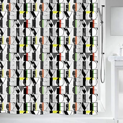 Obrázek Spirella Sprchový závěs proti plísním antibakteriální, omyvatelný, vodotěsný, polyester, &quot;Pop&quot; 180 x 200 cm černý